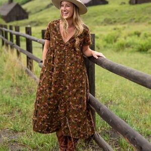 Natural Life Floral Brown Midi Dress